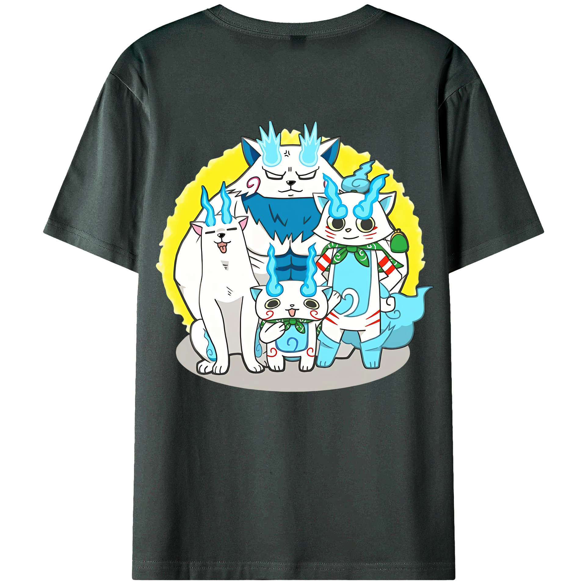 （画像用） 妖怪ウォッチ Yo-kai Watch 綿100％ メンズ半袖Tシャツ（バックプリント） 通気性